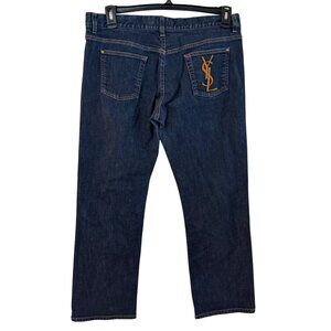 vintage Yves Saint Laurent Rive Gauche Womens Jeans Size 12 Dark Wash Blue Cotto